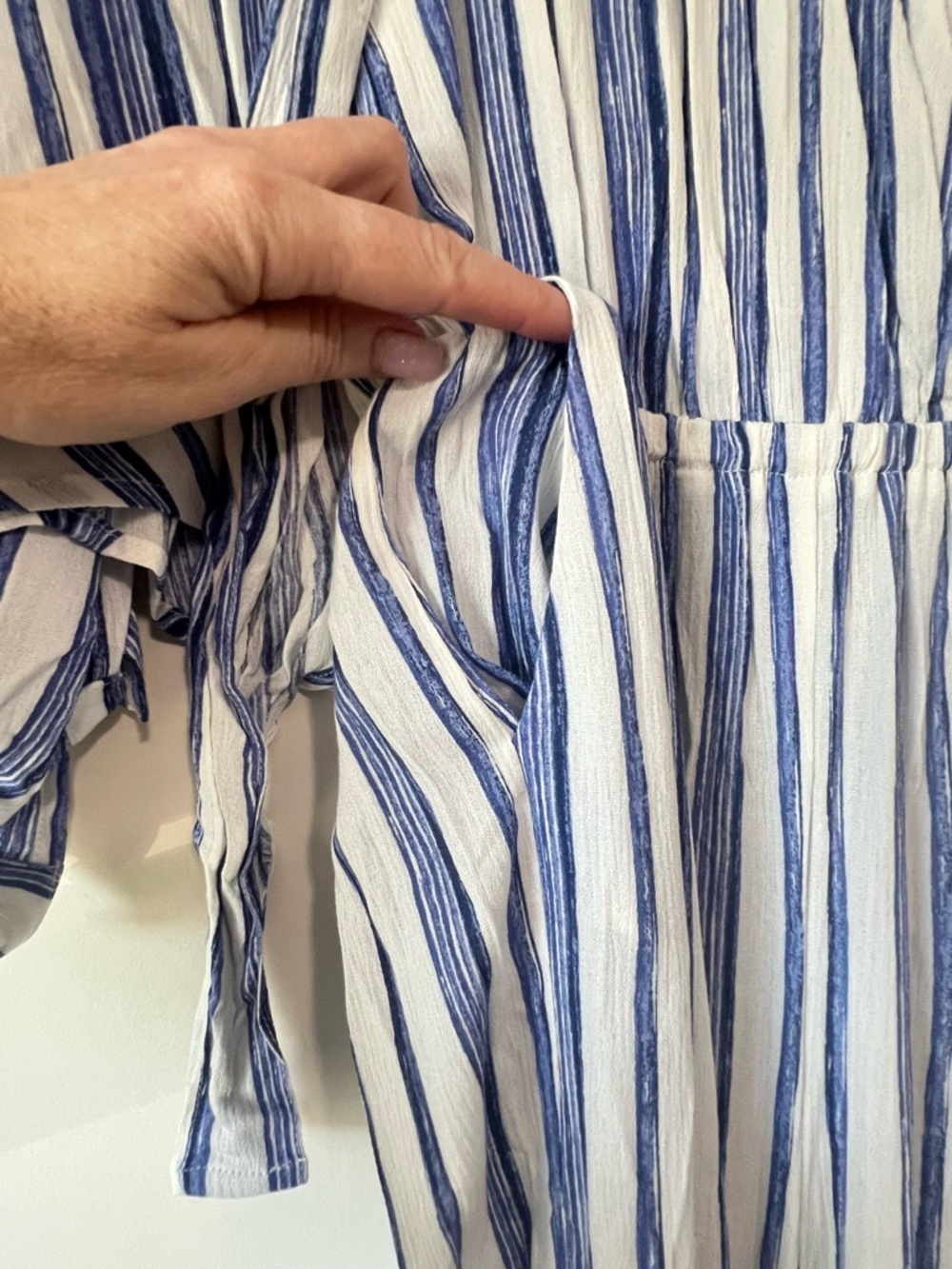 Chico's Guacho Blue and White Striped 2 Piece Jumpsuit - Picture 4 of 16